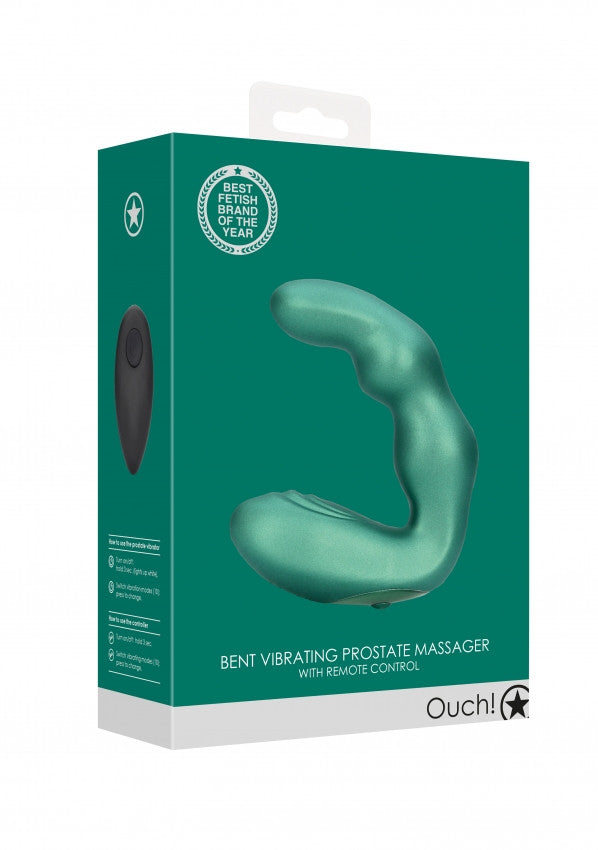 Vibratore anale per prostata Bent Vibrating Prostate Massager with Remote Control Metallic Green