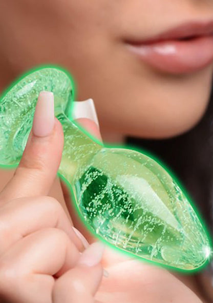 Plug fosforescente Glow-In-The-Dark Glass Anal Plug - Medium