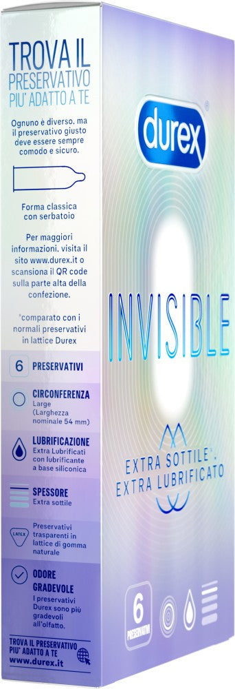 Preservativi durex INVISIBLE EXTRA LUBE 6 PEZZI