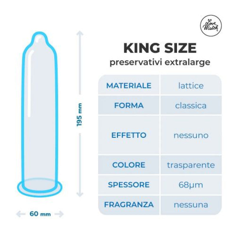 Preservativi King Size Profilattici love match 6 pezzi