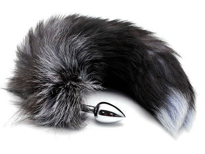 Plug anale con coda Black & White Fox Tail S