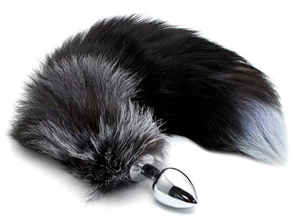 Plug anale con coda Black & White Fox Tail M