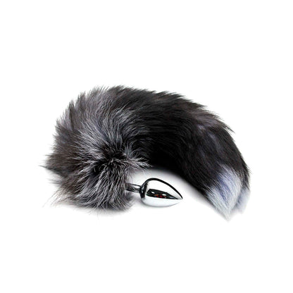 Plug anale con coda Black & White Fox Tail L