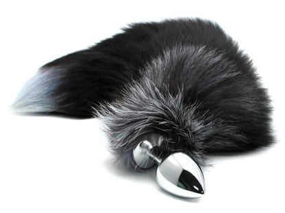 Plug anale con coda Black & White Fox Tail L