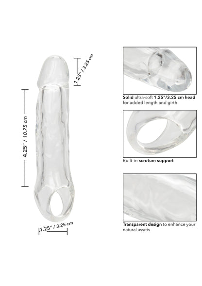 Guaina fallica con anello per testicoli Clear Extension 5.5 In