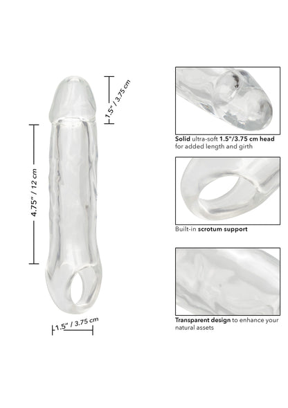 Guaina fallica con anello per testicoli Clear Extension 6.5 In