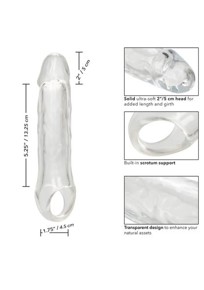 Guaina fallica con anello per testicoli Clear Extension 7.5 In