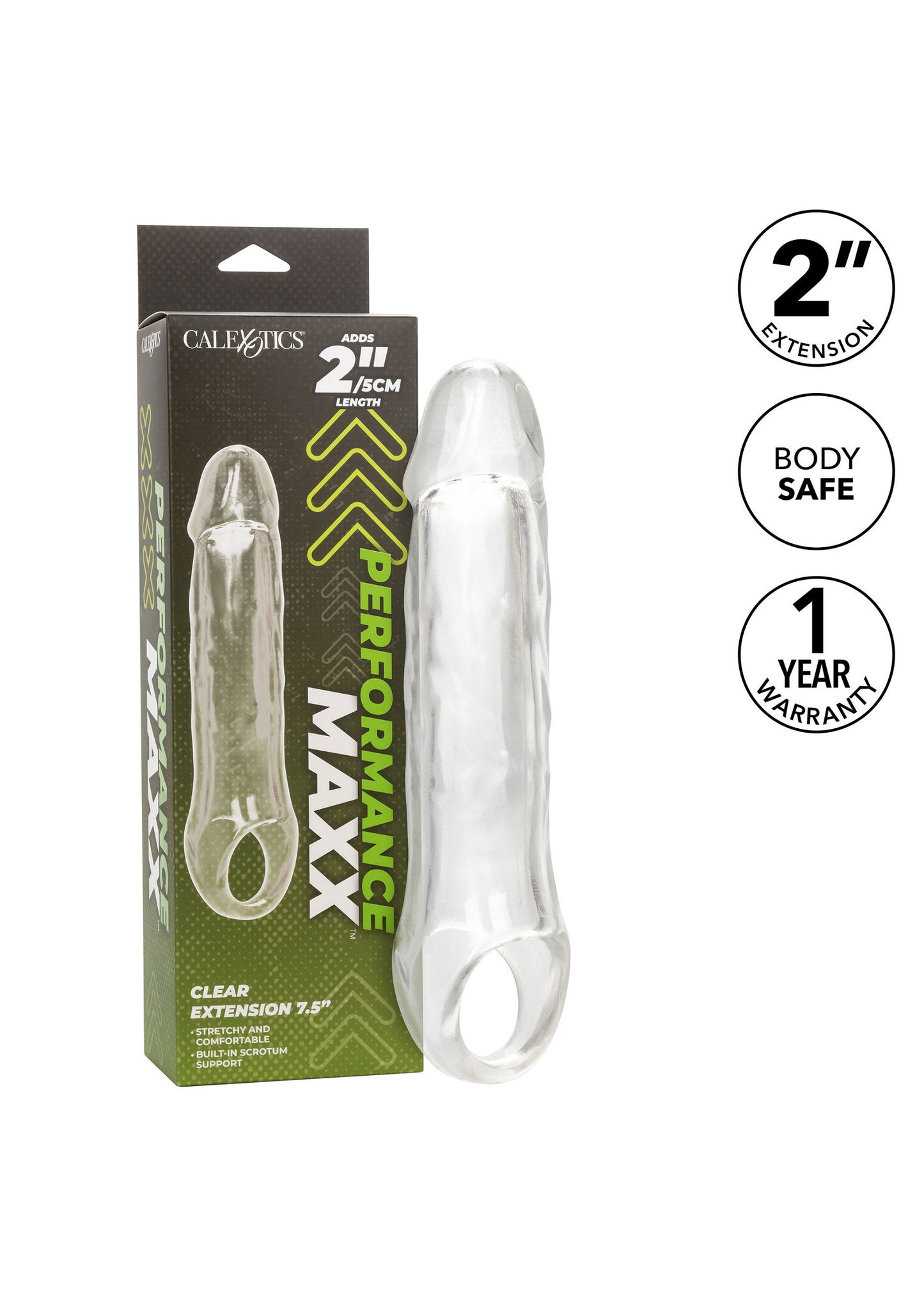 Guaina fallica con anello per testicoli Clear Extension 7.5 In