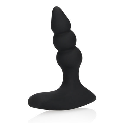 Beaded Vibrating Anal Plug with Remote Control - Licorice Black