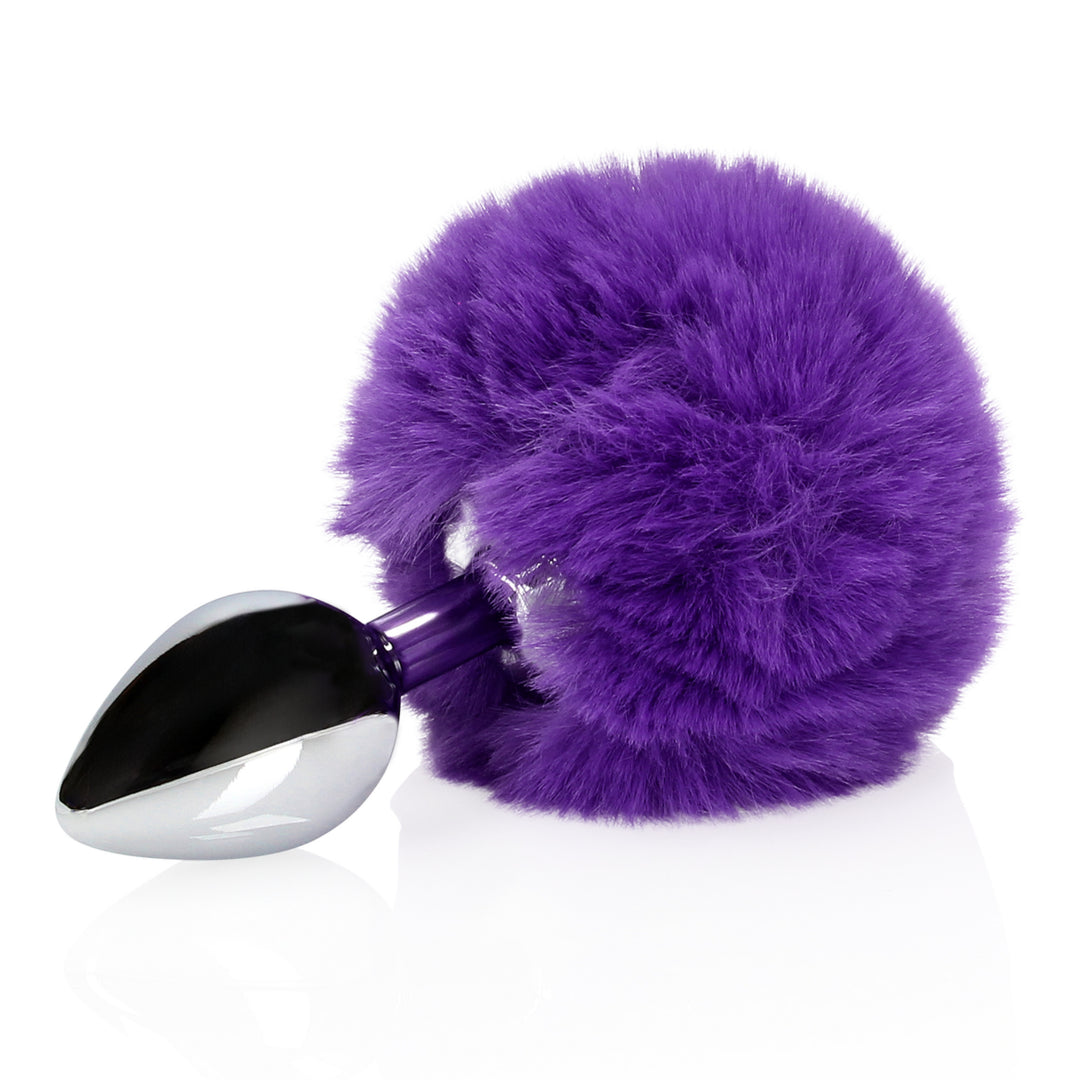 Bunny Tail with Metal Butt Plug - Purple