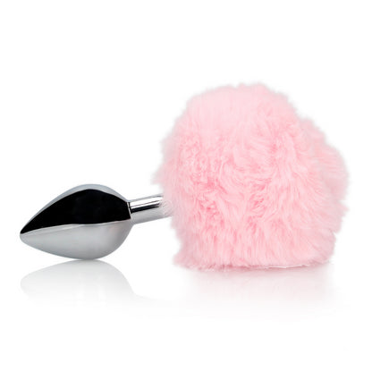 Bunny Tail with Metal Butt Plug - Pink