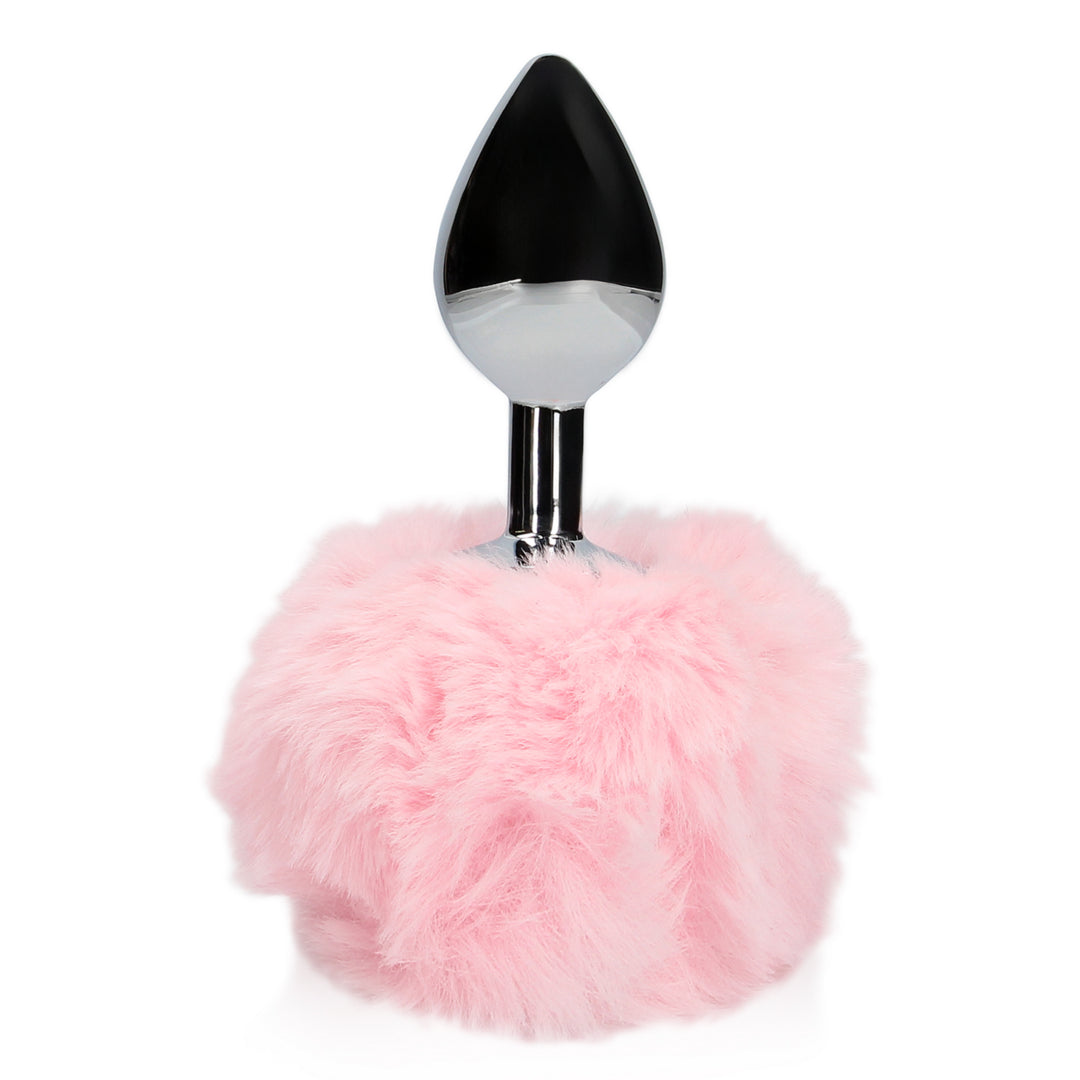 Bunny Tail with Metal Butt Plug - Pink