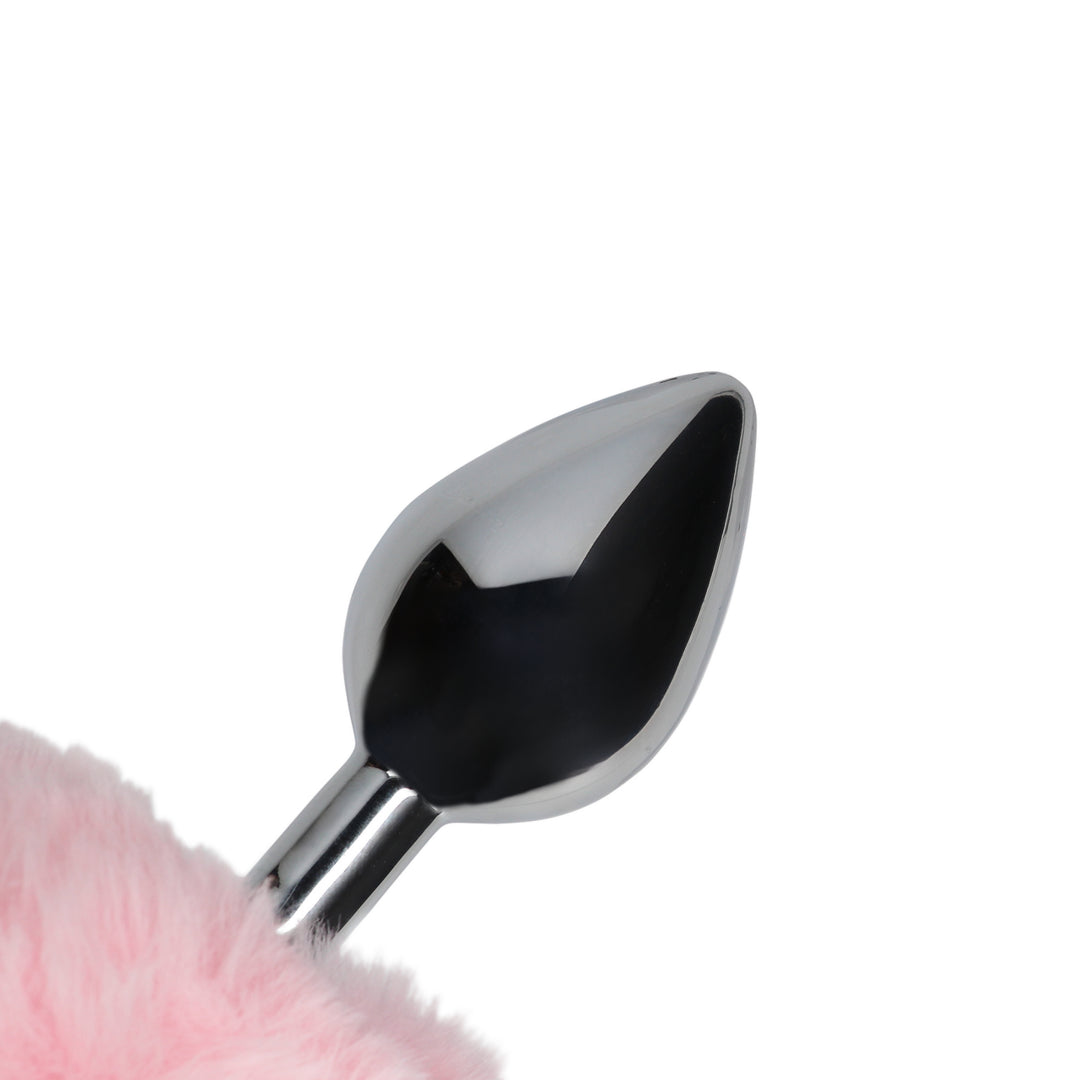 Bunny Tail with Metal Butt Plug - Pink