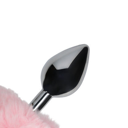 Bunny Tail with Metal Butt Plug - Pink