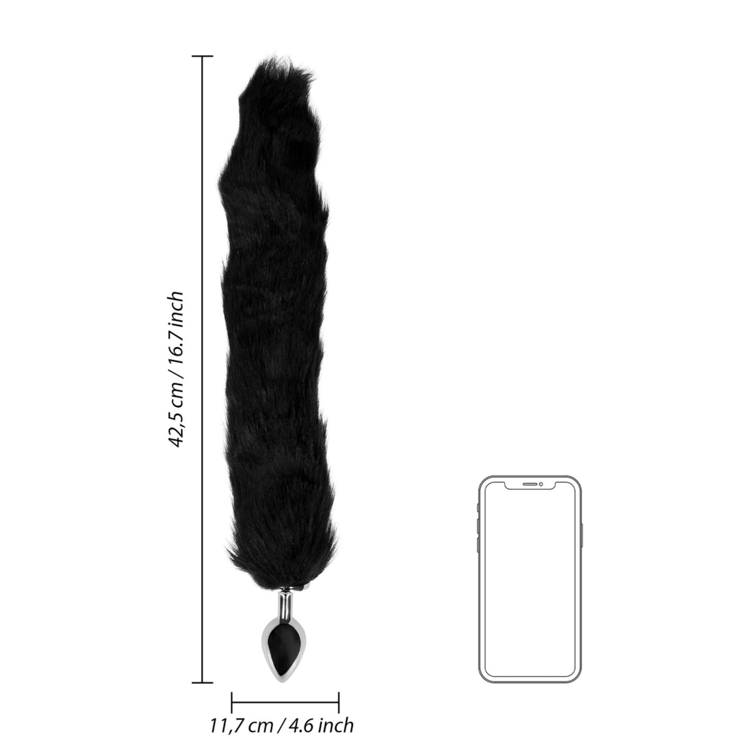 Fox Tail with Metal Butt Plug - Black