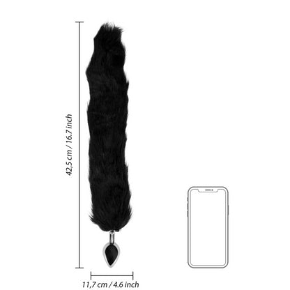 Fox Tail with Metal Butt Plug - Black