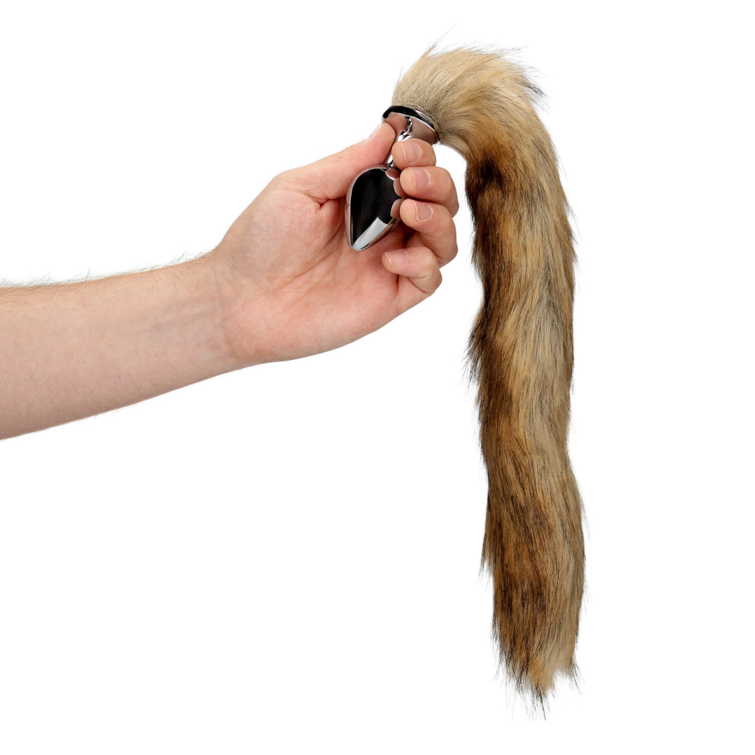 Fox Tail with Metal Butt Plug - Brown