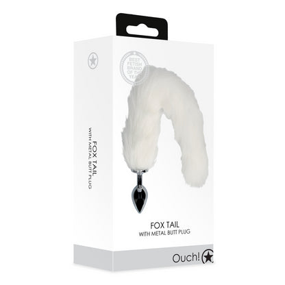 Fox Tail with Metal Butt Plug - White