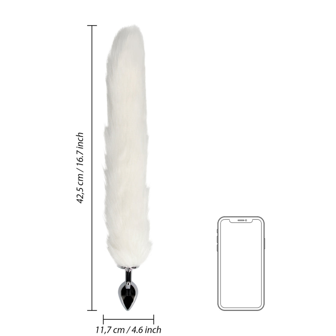 Fox Tail with Metal Butt Plug - White