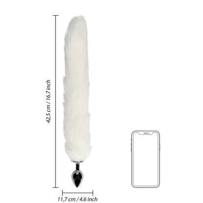 Fox Tail with Metal Butt Plug - White