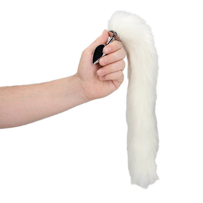 Fox Tail with Metal Butt Plug - White