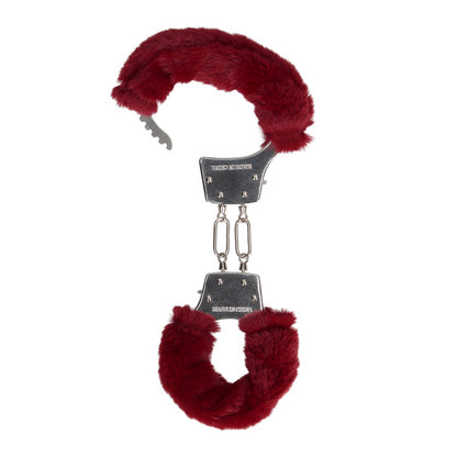 Furry Metal Hand Cuffs - Red