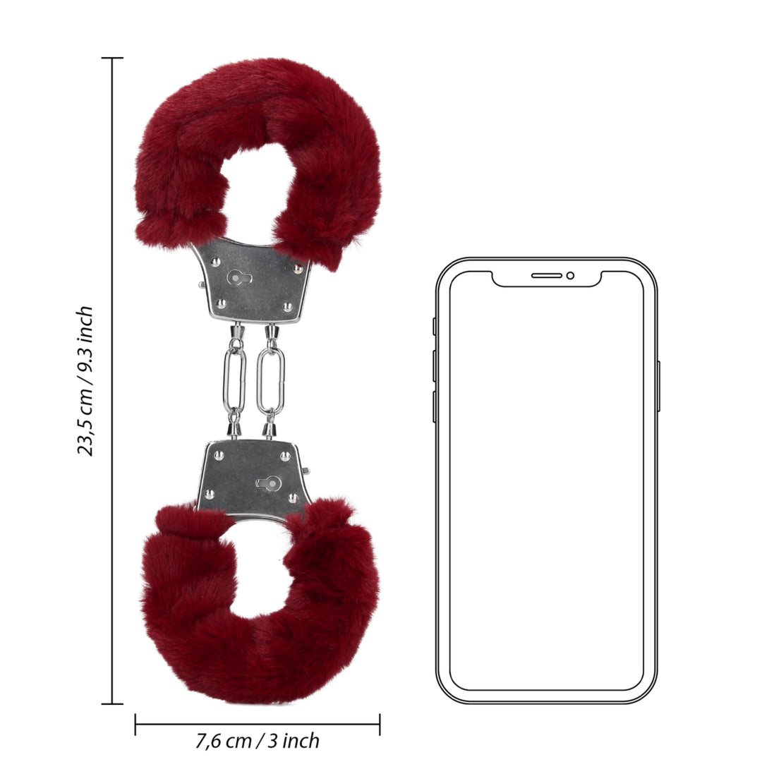 Furry Metal Hand Cuffs - Red