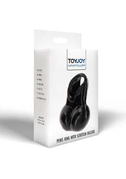 Anello per pene con testicoli ToyJoy Black