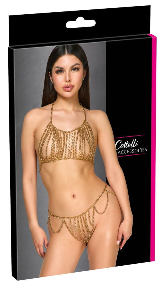 Completo lingerie erotica in metallo con strass Cottelli