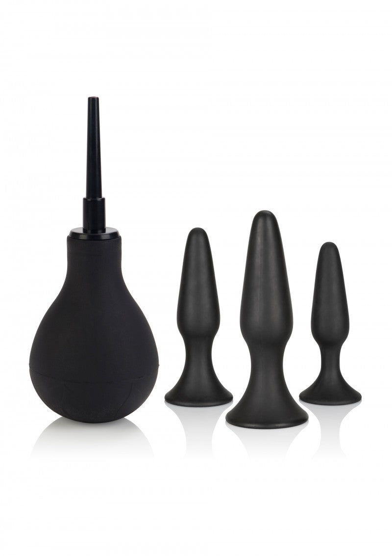 kit plug fallo anale con ventosa dildo fallo in silicone sex toys stimolatore nero con doccia intima