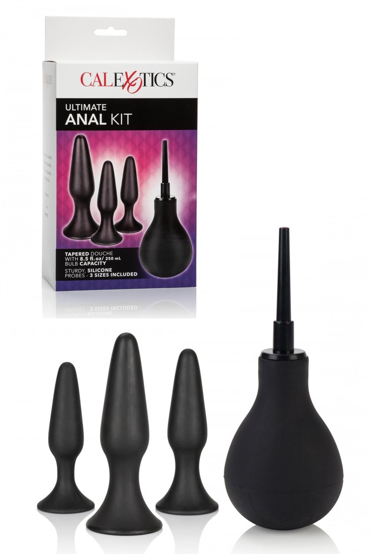 kit plug fallo anale con ventosa dildo fallo in silicone sex toys stimolatore nero con doccia intima