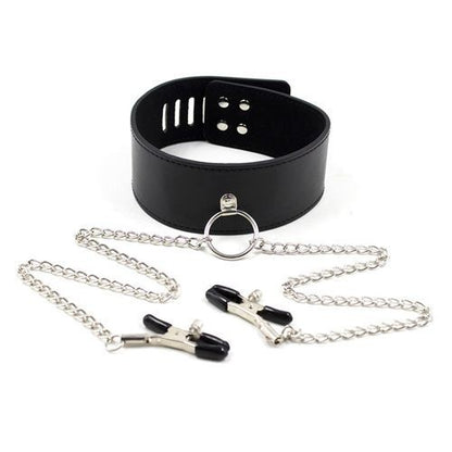 Collare con morsetti pinze per capezzoli leash nipple black nipple clamps fetish bondage