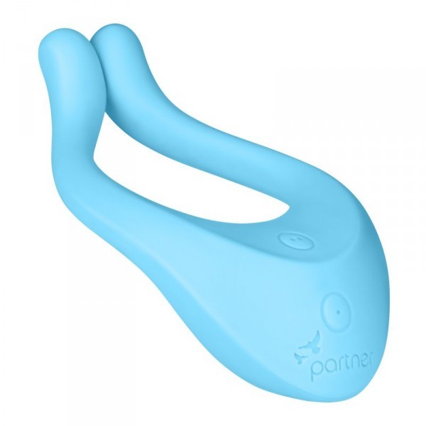 vibratore vaginale in silicone per coppia stimolatore doppio clitoride satisfyer partner blu