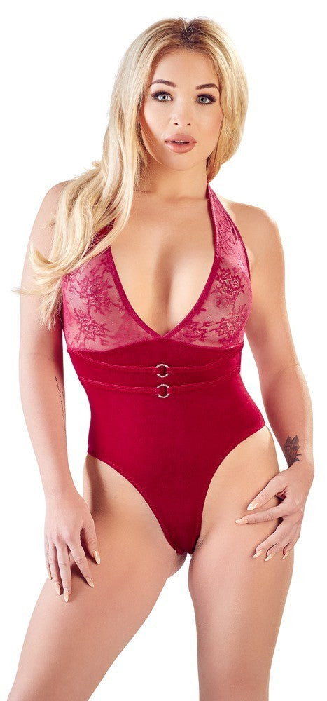 body lingerie intimo donna sexy in velluto e pizzo a perizoma rosso sensuale red