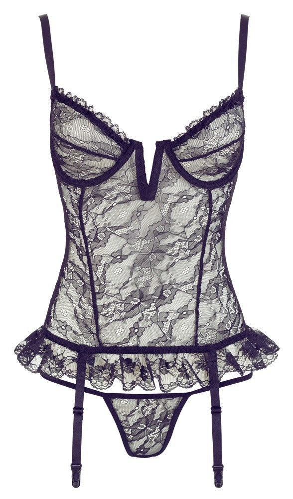 lingerie intimo donna nero guepiere sexy trasparente a perizoma in pizzo black