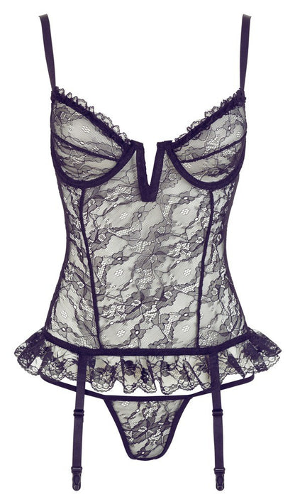 lingerie intimo donna nero guepiere sexy trasparente a perizoma in pizzo black