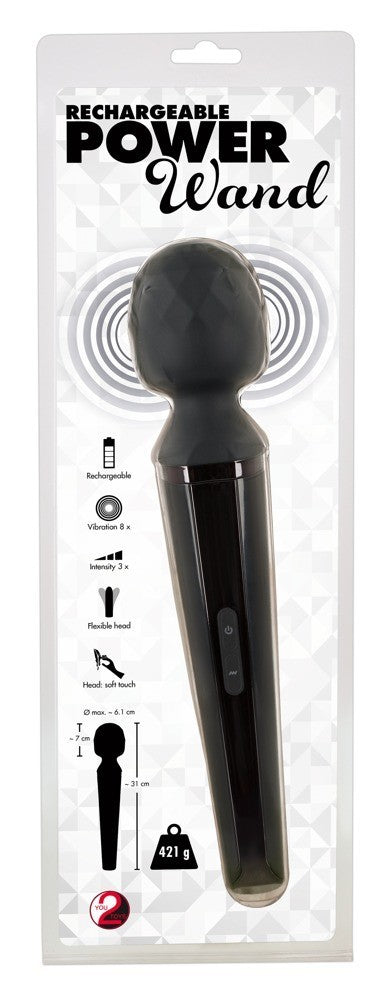 Vibratore ricaricabile power wand black