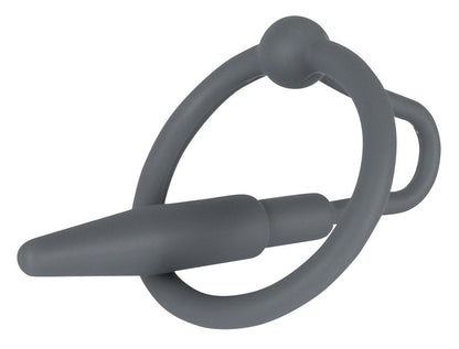 anello nero in silicone con dilatatore penis plug black