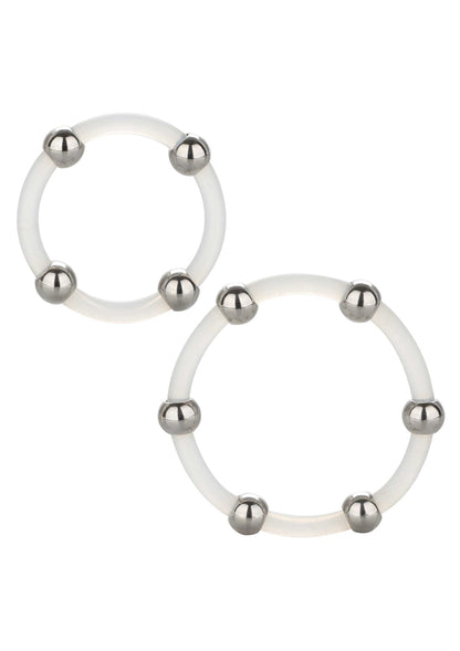 set anelli fallici Steel Beaded Silicone Ring Set