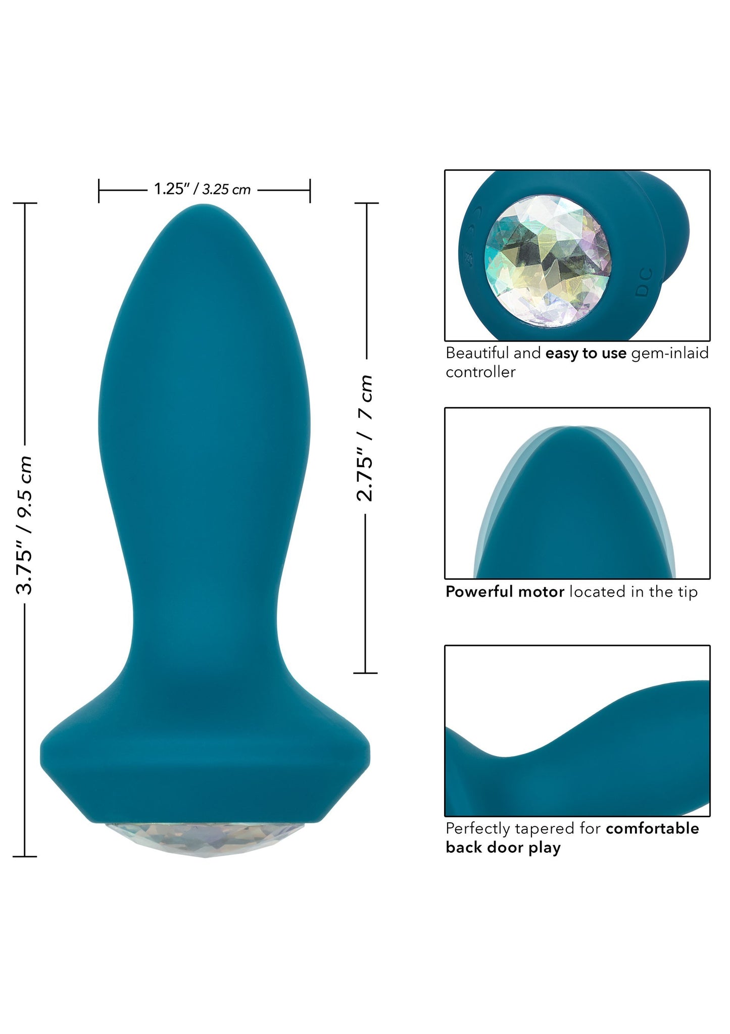 dildo vibrante in silicone ricaricabile con gioiello morbido sexy toys anal blu