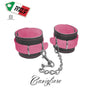 cavigliere costrittivo in vera pelle cuoio nero e rosa bondage restriant professionale