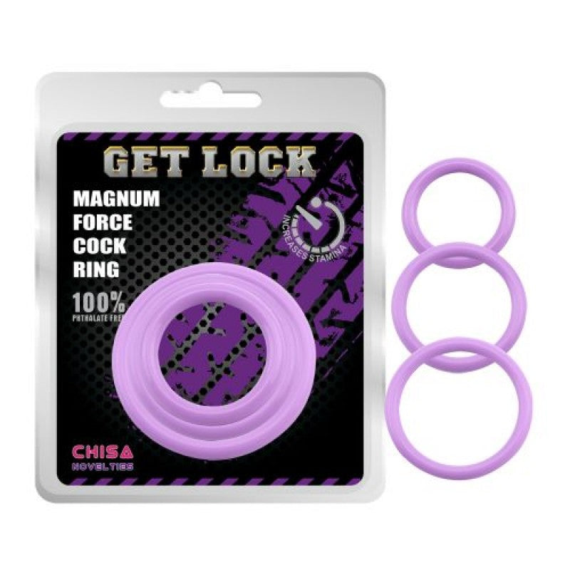 Set anelli fallici in silicone Magnum Force Purple