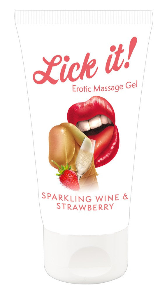 Erotic Massage Gel commestibile aroma champagne e fragola 50 ml