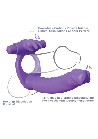 Fallo indossabile con stimolatore clitoride vibrante in Silicone Double Pene Rabbit